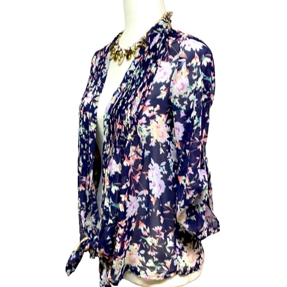 Lauren Conrad Chiffon Floral Tie Waist Kimono - Picture 3 of 6